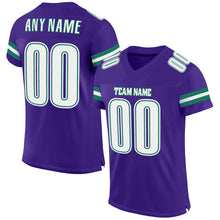 Load image into Gallery viewer, Custom Purple White-Kelly Green Mesh Authentic Football Jersey