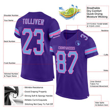 Load image into Gallery viewer, Custom Purple Light Blue-Pink Mesh Authentic Football Jersey