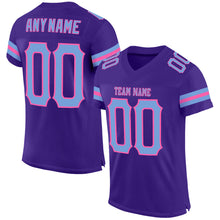 Load image into Gallery viewer, Custom Purple Light Blue-Pink Mesh Authentic Football Jersey