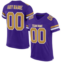 Load image into Gallery viewer, Custom Purple Old Gold-White Mesh Authentic Football Jersey
