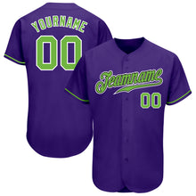 Load image into Gallery viewer, Custom Purple Neon Green-White Authentic Baseball Jersey