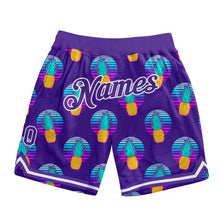 Load image into Gallery viewer, Custom Purple Purple-White 3D Pattern Design Pineapples Authentic Basketball Shorts
