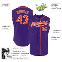 Load image into Gallery viewer, Custom Purple Orange-White Authentic Sleeveless Baseball Jersey
