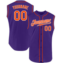 Load image into Gallery viewer, Custom Purple Orange-White Authentic Sleeveless Baseball Jersey