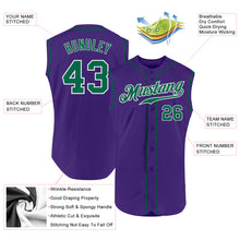 Load image into Gallery viewer, Custom Purple Kelly Green-White Authentic Sleeveless Baseball Jersey