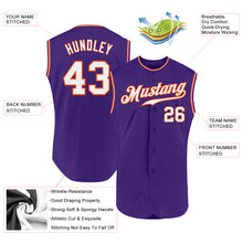 Load image into Gallery viewer, Custom Purple White-Orange Authentic Sleeveless Baseball Jersey