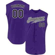 Load image into Gallery viewer, Custom Purple Black-White Authentic Sleeveless Baseball Jersey