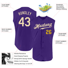 Load image into Gallery viewer, Custom Purple Cream-Gold Authentic Sleeveless Baseball Jersey