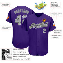 Load image into Gallery viewer, Custom Purple Gray-Black Authentic Baseball Jersey