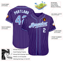 Load image into Gallery viewer, Custom Purple White Pinstripe Light Blue-White Authentic Baseball Jersey