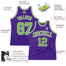 Load image into Gallery viewer, Custom Purple Neon Green-White Authentic Throwback Basketball Jersey