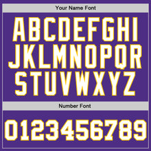 Load image into Gallery viewer, Custom Purple White-Gold Authentic Throwback Basketball Jersey