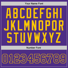 Load image into Gallery viewer, Custom Purple Purple-Gold Authentic Throwback Basketball Jersey