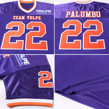 Load image into Gallery viewer, Custom Purple Orange-White Mesh Authentic Throwback Football Jersey