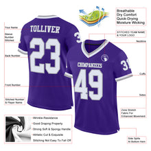 Load image into Gallery viewer, Custom Purple White-Gray Mesh Authentic Throwback Football Jersey