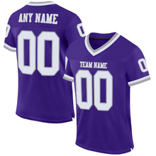 Load image into Gallery viewer, Custom Purple White-Gray Mesh Authentic Throwback Football Jersey