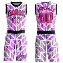 Load image into Gallery viewer, Custom Purple Pink-Black Round Neck Sublimation Basketball Suit Jersey