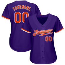 Load image into Gallery viewer, Custom Purple Orange-White Authentic Baseball Jersey