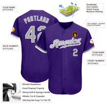 Load image into Gallery viewer, Custom Purple Gray-White Authentic Baseball Jersey