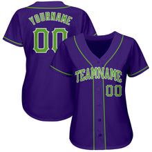Load image into Gallery viewer, Custom Purple Neon Green-White Authentic Baseball Jersey