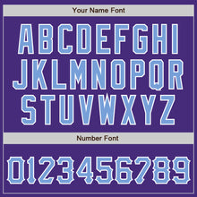 Load image into Gallery viewer, Custom Purple Light Blue-White Authentic Baseball Jersey
