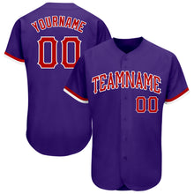 Load image into Gallery viewer, Custom Purple Red-White Authentic Baseball Jersey