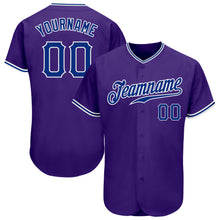 Load image into Gallery viewer, Custom Purple Royal-White Authentic Baseball Jersey