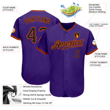Load image into Gallery viewer, Custom Purple Black-Orange Authentic Baseball Jersey