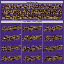 Load image into Gallery viewer, Custom Purple Black-Gold Authentic Baseball Jersey