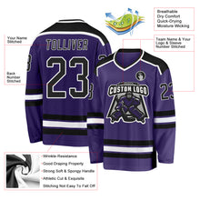 Load image into Gallery viewer, Custom Purple Black-White Hockey Jersey