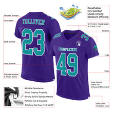 Load image into Gallery viewer, Custom Purple Aqua-White Mesh Authentic Football Jersey