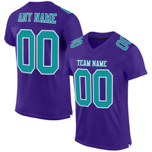 Load image into Gallery viewer, Custom Purple Aqua-White Mesh Authentic Football Jersey