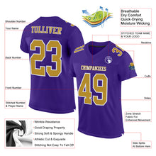 Load image into Gallery viewer, Custom Purple Old Gold-White Mesh Authentic Football Jersey