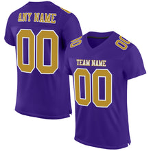 Load image into Gallery viewer, Custom Purple Old Gold-White Mesh Authentic Football Jersey