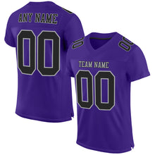 Load image into Gallery viewer, Custom Purple Black-Gray Mesh Authentic Football Jersey