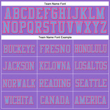 Load image into Gallery viewer, Custom Purple Light Blue-Pink Stitched Cuffed Knit Hat