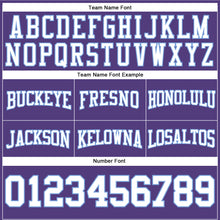 Load image into Gallery viewer, Custom Stitched Purple White-Light Blue Football Pullover Sweatshirt Hoodie