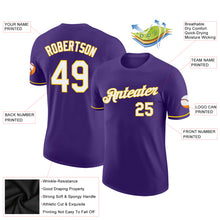 Load image into Gallery viewer, Custom Purple White-Gold Performance T-Shirt