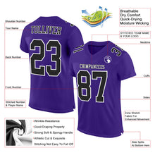 Load image into Gallery viewer, Custom Purple Black-White Mesh Authentic Football Jersey