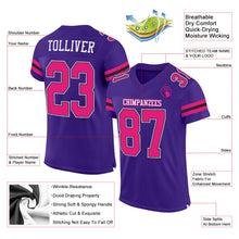 Load image into Gallery viewer, Custom Purple Hot Pink-Black Mesh Authentic Football Jersey