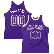 Load image into Gallery viewer, Custom Purple Purple-Cream Authentic Throwback Basketball Jersey