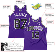 Load image into Gallery viewer, Custom Purple Black-White Authentic Throwback Basketball Jersey