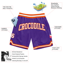 Load image into Gallery viewer, Custom Purple White-Orange Authentic Throwback Basketball Shorts