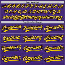 Load image into Gallery viewer, Custom Purple Black-Gold Authentic Baseball Jersey