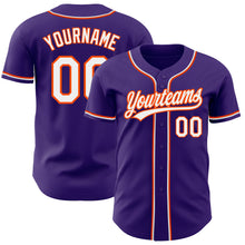 Load image into Gallery viewer, Custom Purple White-Orange Authentic Baseball Jersey