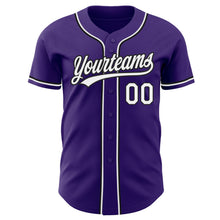 Load image into Gallery viewer, Custom Purple White-Black Authentic Baseball Jersey