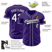 Load image into Gallery viewer, Custom Purple White-Black Authentic Baseball Jersey