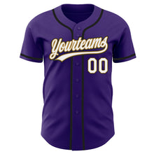 Load image into Gallery viewer, Custom Purple White Old Gold-Black Authentic Baseball Jersey