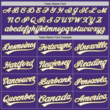 Load image into Gallery viewer, Custom Purple White Old Gold-Black Authentic Baseball Jersey