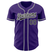 Load image into Gallery viewer, Custom Purple Black-White Authentic Baseball Jersey